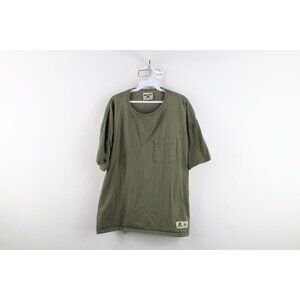 Vintage 90s Russell Athletic Mens Large Faded Blank Cotton T-Shirt Olive Green